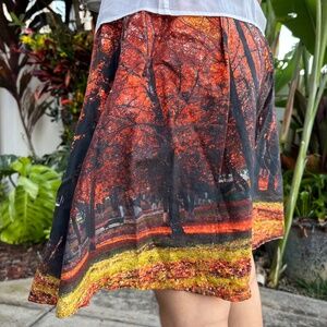 Fervour Fall Scene Skirt, Puffy, Midi